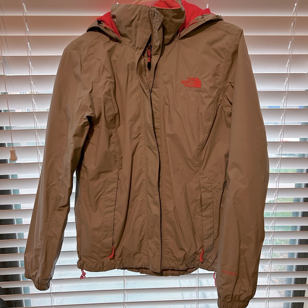 NorthFace Silver + Hot Pink Rain Jacket, women’s M!!!